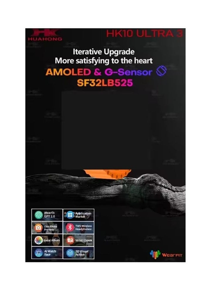 Generic - New HK10 ULTRA 3 Smartwatch AMOLED Display, G-Sensor AI Features HK9 Upgraded - Image 1