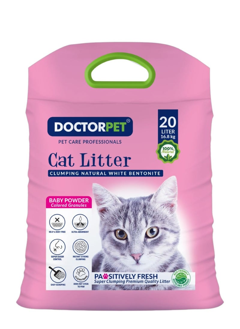 DoctorPet - Doctor Pet Clumping Natural White Bentonite Baby Powder Cat Litter - 20L - Image 1