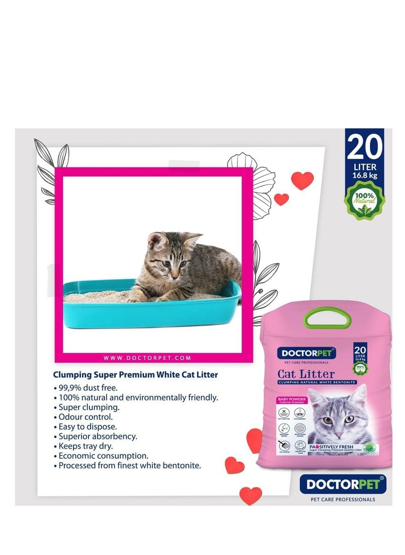 DoctorPet - Doctor Pet Clumping Natural White Bentonite Baby Powder Cat Litter - 20L - Image 1