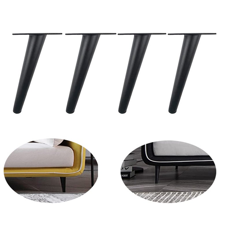 Alxeh Oblique Furniture Leg 6 Inch, Slant Tapered Metal Coffee Table Legs 4Pcs, Mid Century Modern Sofa Cabinet Feet Black For Home Diy Project - Image 1