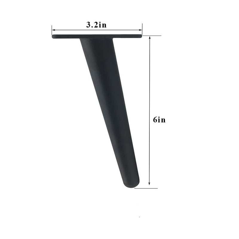 Alxeh Oblique Furniture Leg 6 Inch, Slant Tapered Metal Coffee Table Legs 4Pcs, Mid Century Modern Sofa Cabinet Feet Black For Home Diy Project - Image 2