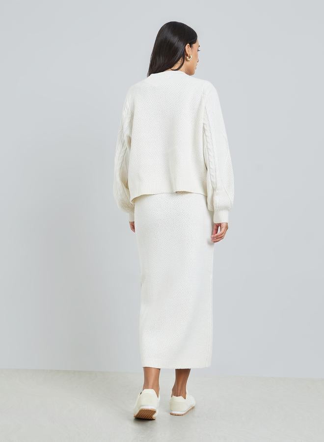 ستايلي طقم منسق من تنورة وكنزة محبوكة - Image 5