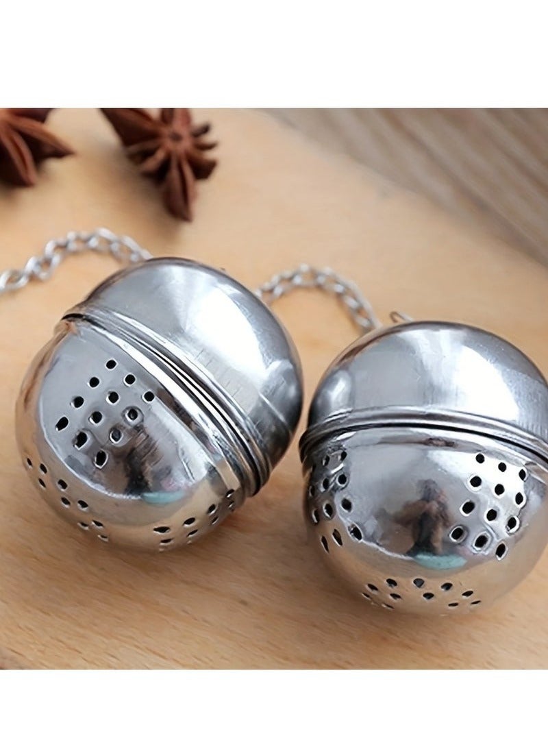 2pcs كرة الشاي الفولاذ المقاوم للصدأ كرة الشاي مرشح الشاي مرشح الشاي المتقدم انتشار الشاي الفاصل مع خطوط السلسلة الطويلة لتخريب الشاي المتناثرة والتوابل والتوابل - Image 1