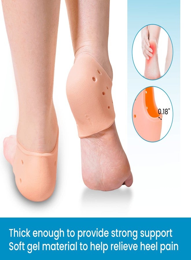 Peeruka Silicone Heel Protectors (1 Pairs) - Gel Guard for Women and Men Moisturizing Relief Blister, Cracked Foot, Plantar Fasciitis, Spurs Soft Cushion Support Protective Insert Sleeve - Skin - Image 3