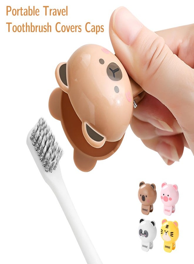 SAMIQU 4 Pack Cartoon Tooth Brush Covers – Portable Travel Toothbrush Covers Caps|Toothbrush Cover for Manual & Electric|Suitable for Travel,Camping and Daily Use - Image 2