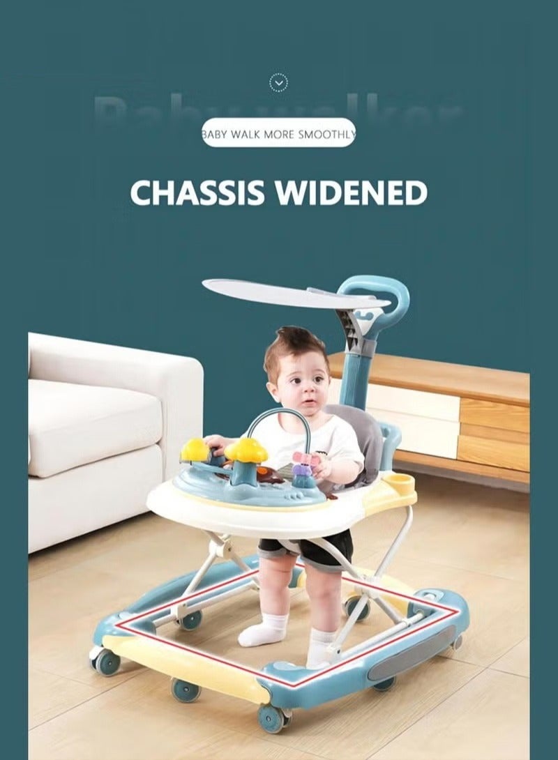 ميكسد مشاية أطفال متعددة الوظائف 4 في 1 للأولاد والبنات ، مشايات نشاط قابلة للطي مع عجلات كتم الصوت ، كرسي وجبة قابل للتعديل مضاد للانقلاب ، عربة أطفال للأطفال الصغار من 6 إلى 18 شهرا - Image 3