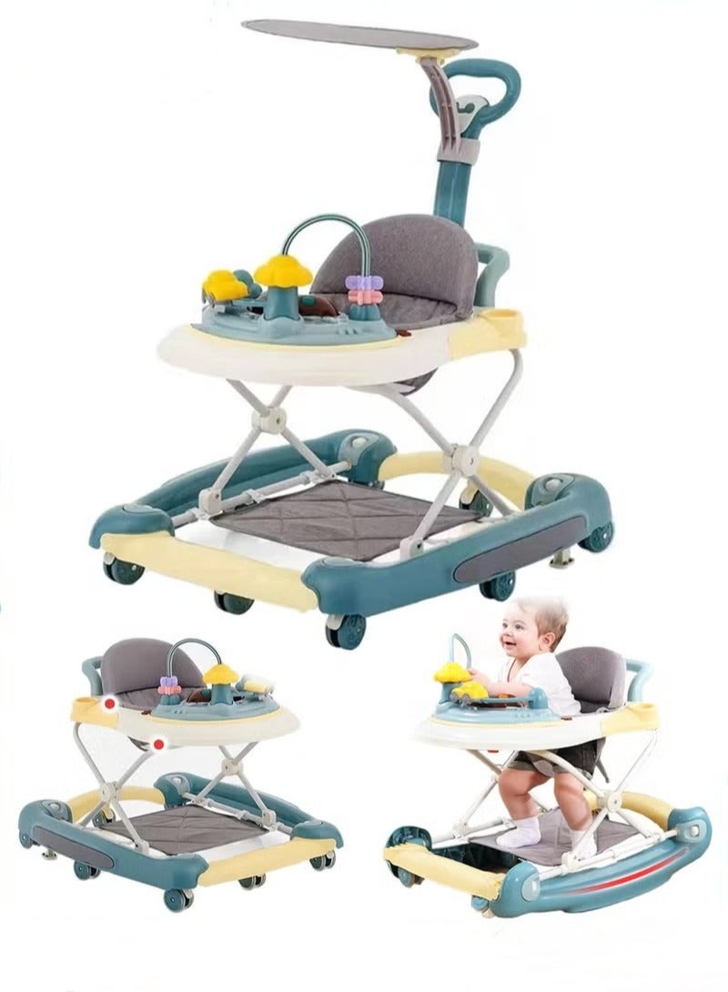 ميكسد مشاية أطفال متعددة الوظائف 4 في 1 للأولاد والبنات ، مشايات نشاط قابلة للطي مع عجلات كتم الصوت ، كرسي وجبة قابل للتعديل مضاد للانقلاب ، عربة أطفال للأطفال الصغار من 6 إلى 18 شهرا - Image 1