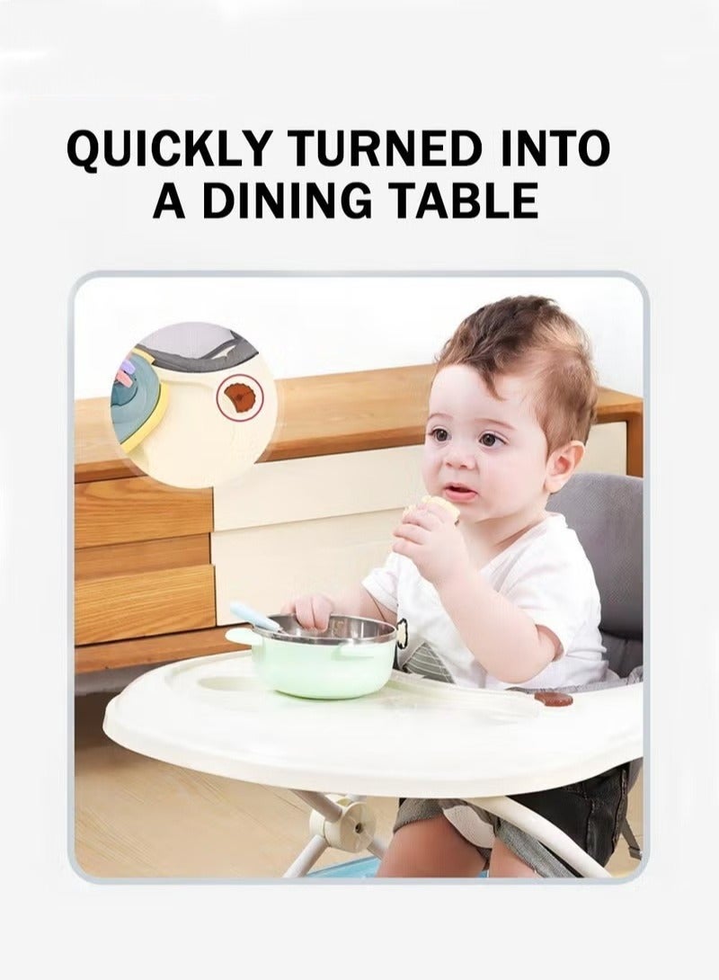 ميكسد مشاية أطفال متعددة الوظائف 4 في 1 للأولاد والبنات ، مشايات نشاط قابلة للطي مع عجلات كتم الصوت ، كرسي وجبة قابل للتعديل مضاد للانقلاب ، عربة أطفال للأطفال الصغار من 6 إلى 18 شهرا - Image 5