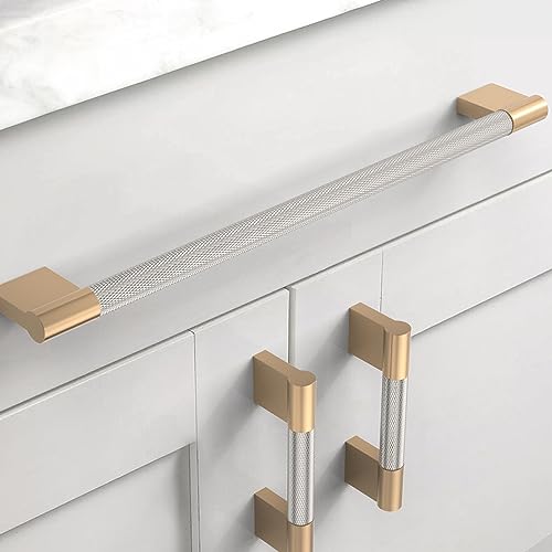 Coinkoly 10 Pack 10254mm Brushed Satin Nickel and Champagne Bronze Cabinet Pulls Knurled Kitchen Cabinet Handles Drawer Pulls Cupboard Hardware for Cabinets - Image 3