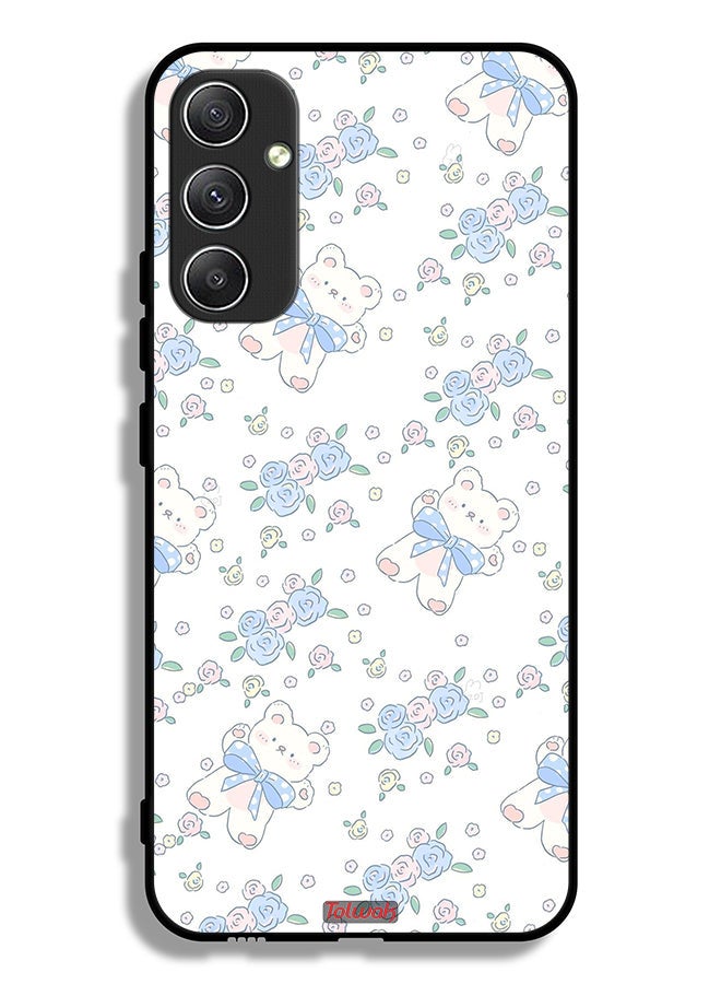 Tolwak Samsung Galaxy A34 5G Protective Case Cover Cute Teddy Bear And Flowers Icon - Image 1