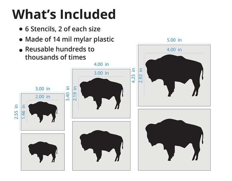 Stencil Stop Wyoming Buffalo Flag Stencil - Reusable for DIY Projects, Painting, Drawing, Crafts - 14 Mil Mylar Plastic (6 Pack (2", 3", and 4", 2 Each)) - Image 2
