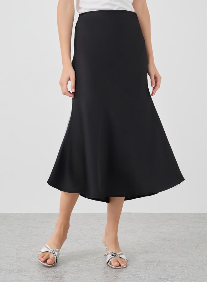 Take Two Solid High Rise Mermaid Hem Midi Skirt - Image 2