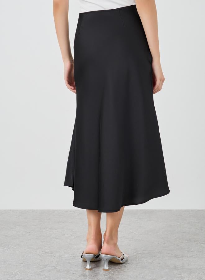 Take Two Solid High Rise Mermaid Hem Midi Skirt - Image 4