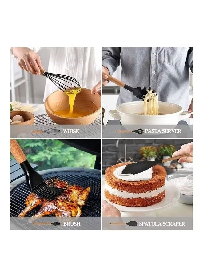 12-Piece Non-Stick Silicone Kitchen Utensils Set – Heat-Resistant, BPA-Free, Non-Scratch, Ergonomic Handles for Non-Stick Cookware - Image 5