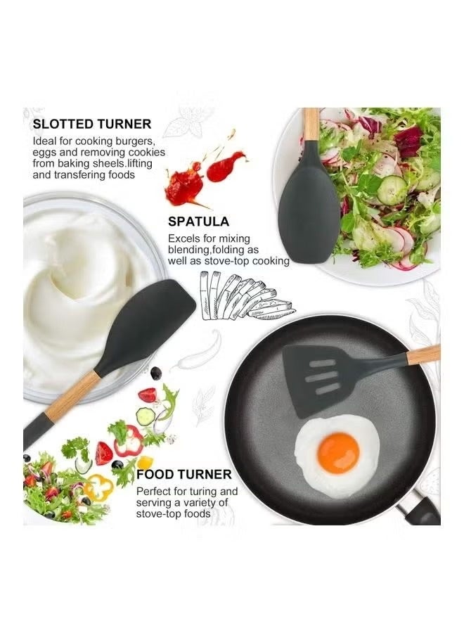 12-Piece Non-Stick Silicone Kitchen Utensils Set – Heat-Resistant, BPA-Free, Non-Scratch, Ergonomic Handles for Non-Stick Cookware - Image 3