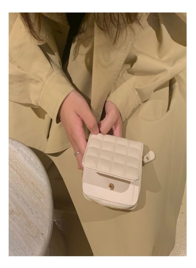 Wallet PU Leather Large Capacity 2 Fold 8 Card Slot Zipper Design for Keys Coins Beige - Image 4
