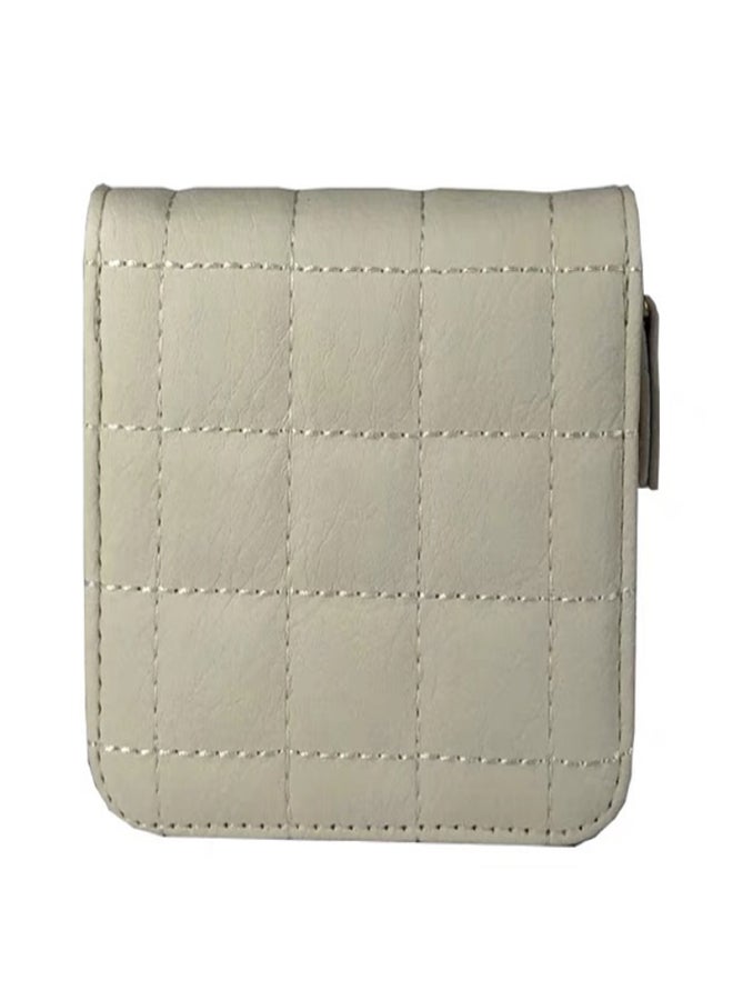 Wallet PU Leather Large Capacity 2 Fold 8 Card Slot Zipper Design for Keys Coins Beige - Image 1