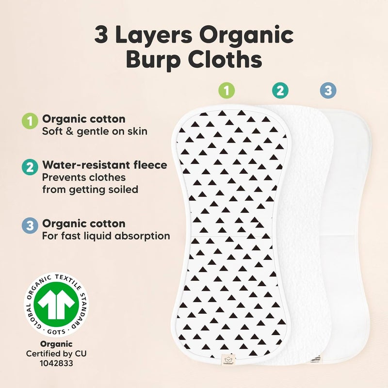 KeaBabies 5-Pack Organic Burp Cloths for Baby Boys and Girls - Ultra Absorbent Burping Cloth, Burp Clothes, Newborn Towel - Milk Spit Up Rags - Burpy Cloth Bib for Unisex, Boy, Girl - Burp Cloths (Grayscape) - Image 4
