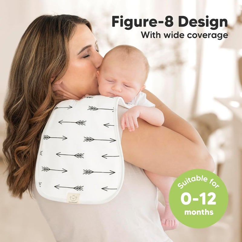 KeaBabies 5-Pack Organic Burp Cloths for Baby Boys and Girls - Ultra Absorbent Burping Cloth, Burp Clothes, Newborn Towel - Milk Spit Up Rags - Burpy Cloth Bib for Unisex, Boy, Girl - Burp Cloths (Grayscape) - Image 3
