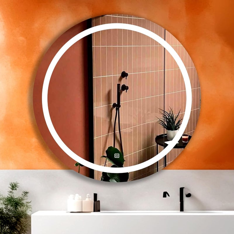 LUPPRA Round Wall Mounting Mirror with Light Bathroom MirrorVenity MirrorSmart Mirror Size 24X24 inch LED Mirror 3 Tone Cool White Natural White Warm White - Image 4