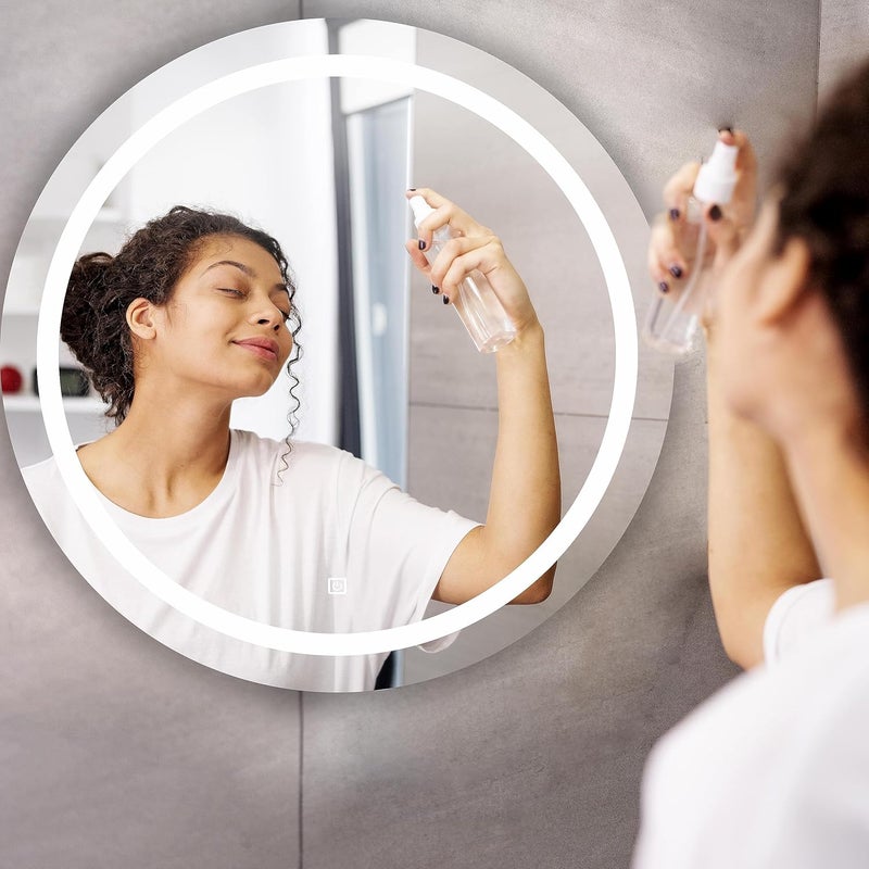 LUPPRA Round Wall Mounting Mirror with Light Bathroom MirrorVenity MirrorSmart Mirror Size 24X24 inch LED Mirror 3 Tone Cool White Natural White Warm White - Image 3