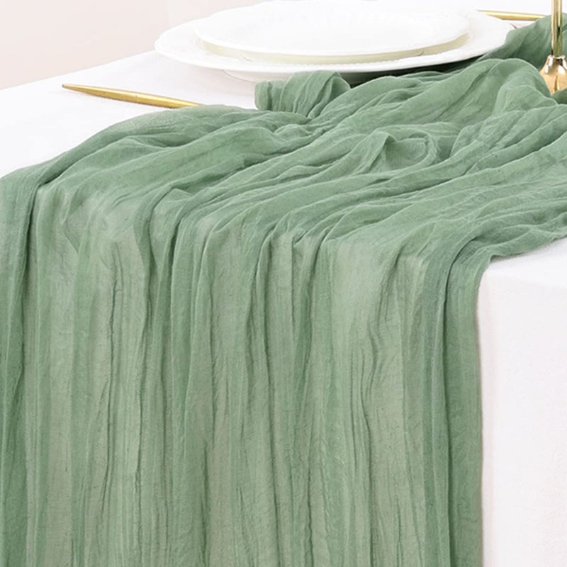 Socomi 6pcs Sage Green Cheesecloth Table Runner Summer Boho Rustic Gauze 120 inch 10FT Cheese Cloth Sheer Runner for Wedding Party Baby Shower Home Decor Holiday Decorations - Image 2