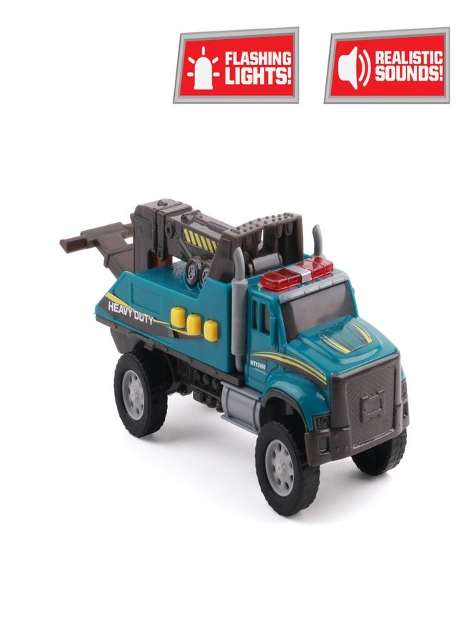 Mighty Fleet Toughest Minis 5" Tough Cab Tow Truck Toy w/Lights & Sounds, Moveable Tow Hook, Realistic Design & Batteries Included - Age 3+ - Image 2