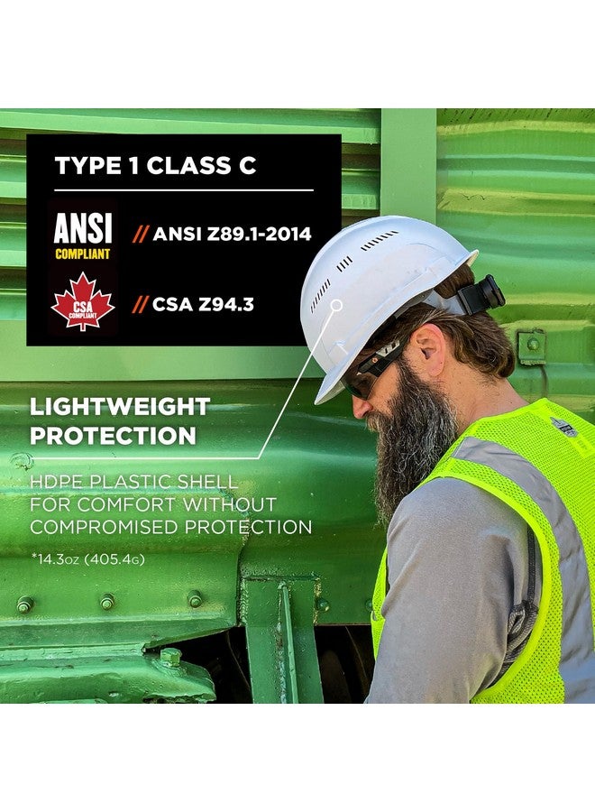 Ergodyne Skullerz 8966 Vented Hard Hat, Lightweight, Cap Style, Adjustable 6-Point Ratchet Suspension, HDPE Shell, Class C, White - Image 2