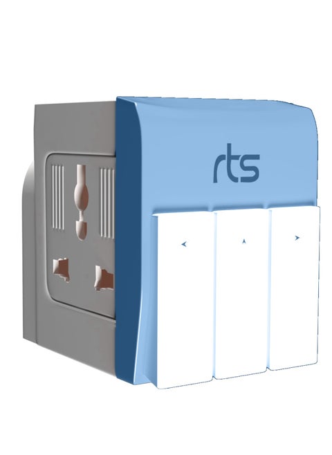 rts 3in1 Universal Travel Adapter MultiPlug with Individual Switch Socket with Spike Buster Fuse Protected multiplug Three pin Plug Socket 3 PIN 3 Way Plug for Home Office Laptop Desktop Blue