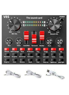 في8إس V8S Live Sound Card Bluetooth Sound Mixer Board 3.5mm Audio Interface Live Sound Card مع 16 تأثيرات صوتية 6 طرق توصيل مزدوجة DSP شريحة تقليل الضوضاء للبث المباشر وتسجيل الألعاب PC  - Image 1