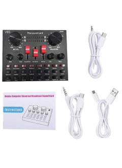 في8إس V8S Live Sound Card Bluetooth Sound Mixer Board 3.5mm Audio Interface Live Sound Card مع 16 تأثيرات صوتية 6 طرق توصيل مزدوجة DSP شريحة تقليل الضوضاء للبث المباشر وتسجيل الألعاب PC  - Image 3