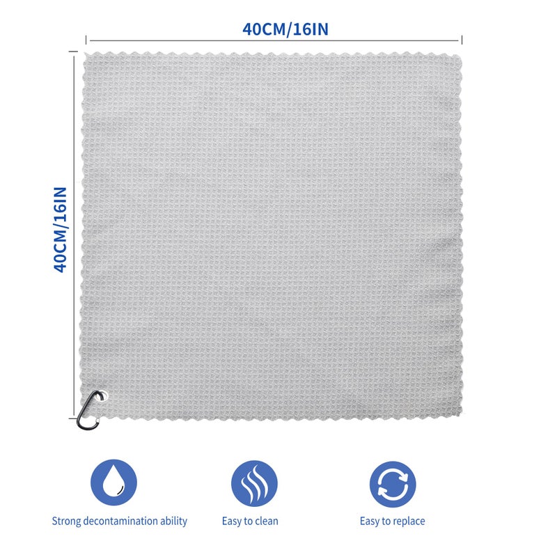 CYCLXY 6 Pcs Golf Bag Towels,16" X 16",Microfiber Waffle Pattern for Golf Bags Towel for Men Women,Fishing Essentials Gifts with Carabiner Clip,Dish Cloth,Kitchen Clean Towels - Image 2