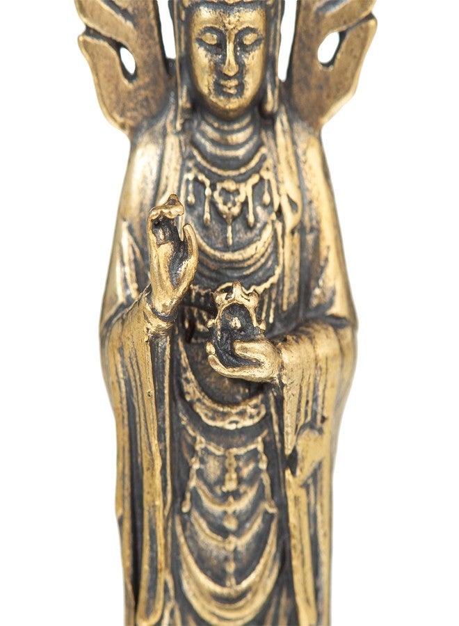 FENGSHUI-CAISHEN تمثال غوان يين من النحاس الخالص - تماثيل غوان يين مصنوعة يدويًا لمذبح التأمل، إلهة الرحمة والشفقة - Image 3