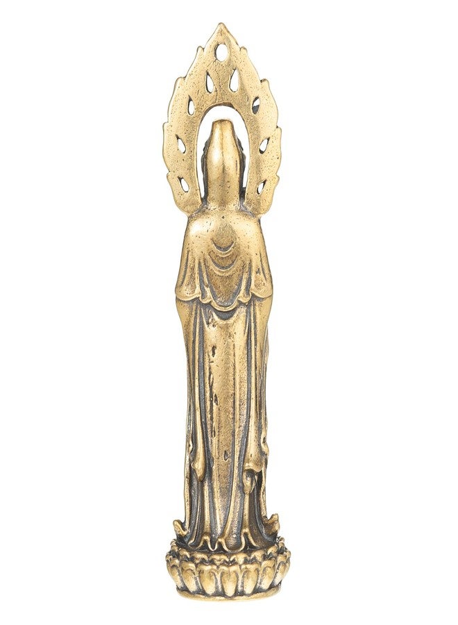 FENGSHUI-CAISHEN تمثال غوان يين من النحاس الخالص - تماثيل غوان يين مصنوعة يدويًا لمذبح التأمل، إلهة الرحمة والشفقة - Image 5