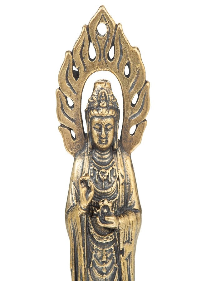 FENGSHUI-CAISHEN تمثال غوان يين من النحاس الخالص - تماثيل غوان يين مصنوعة يدويًا لمذبح التأمل، إلهة الرحمة والشفقة - Image 2