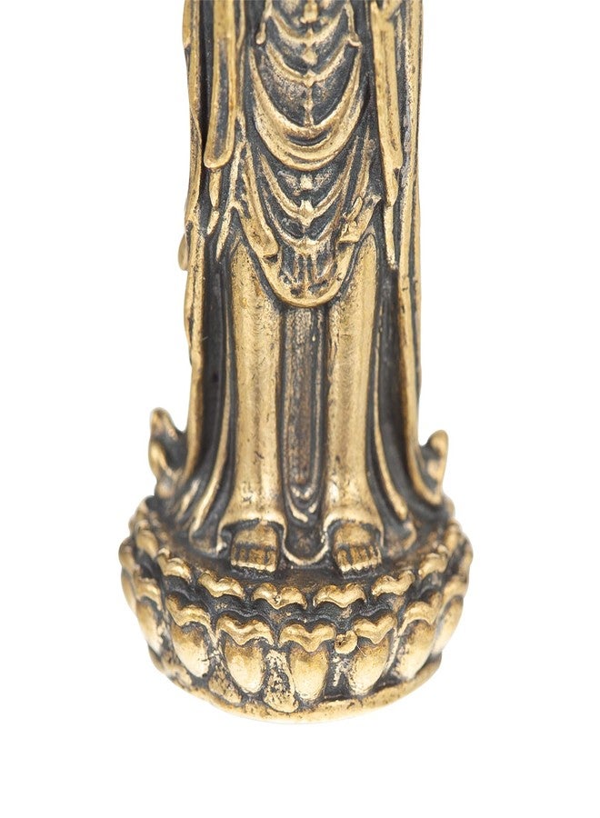 FENGSHUI-CAISHEN تمثال غوان يين من النحاس الخالص - تماثيل غوان يين مصنوعة يدويًا لمذبح التأمل، إلهة الرحمة والشفقة - Image 4
