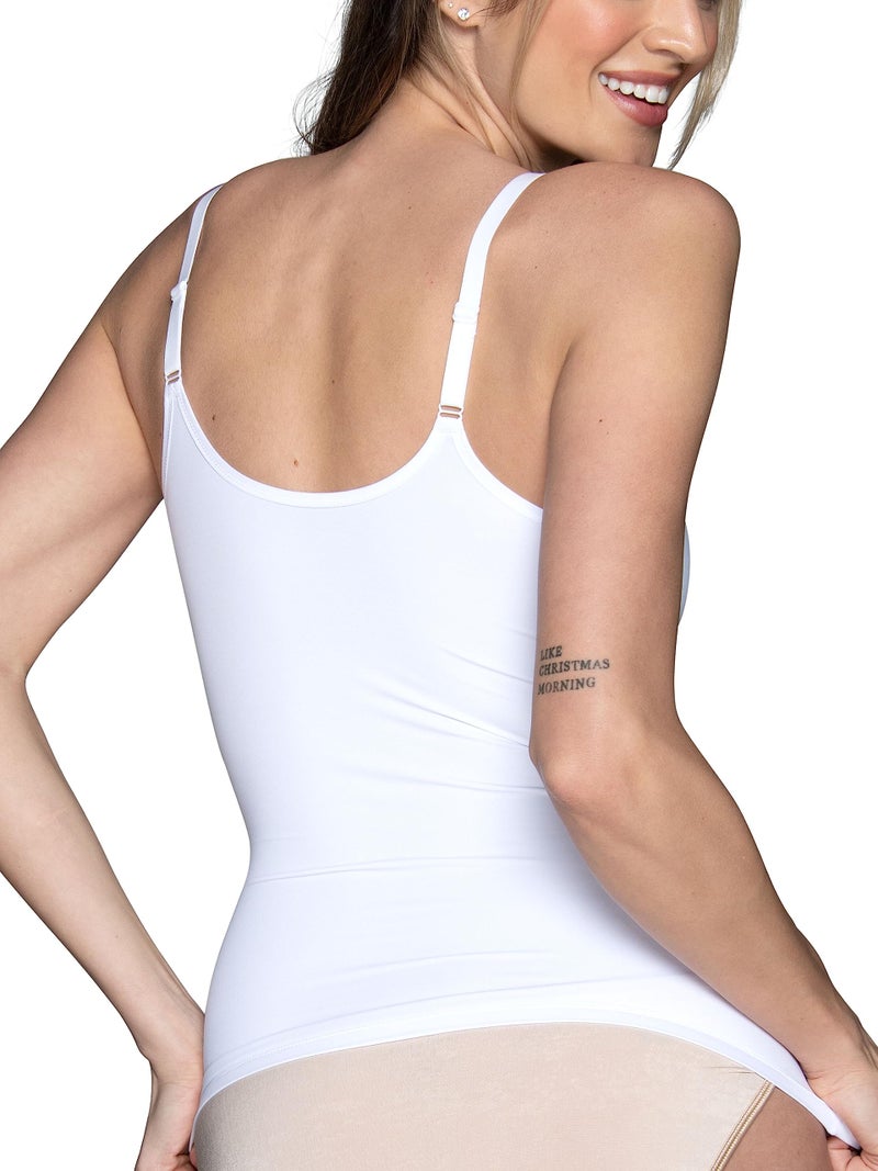 Vanity Fair Shaping Cami with Built in Bra, Tummy Control Shapewear Camisole Tops for Women, Star White, Large - Image 3