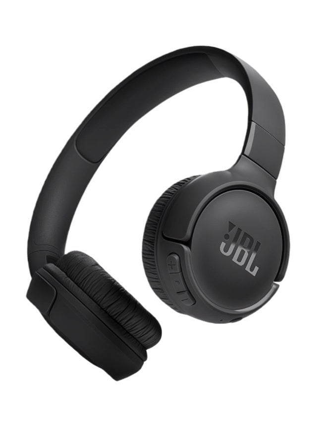 جي بي إل سماعات Tune 520BT اللاسلكية فوق الأذن، عمر بطارية يصل إلى 57 ساعة وشحن سريع، اتصال متعدد النقاط، تصميم خفيف الوزن ومريح وقابل للطي، مكالمات بدون استخدام اليدين مع خاصية التعرف على الصوت، لون أسود - Image 1