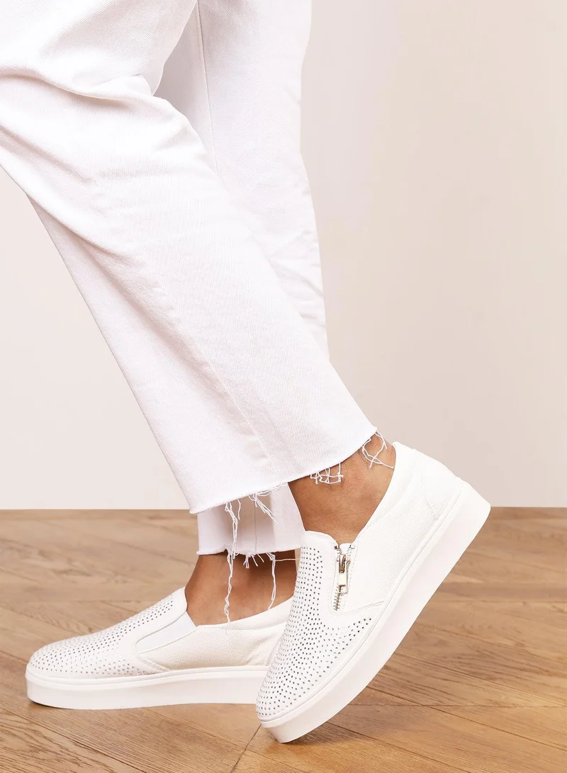 Where's That From 'Galia' Zip detail Trainer with Diamante Toe