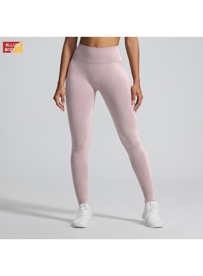 Cationic Super Soft Feel Seamless Yoga Pants Women's Tight Hip Lifting Body Jacquard Cropped Pants Fitness Pants - Image 2