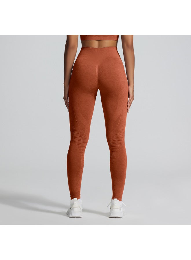 Cationic Super Soft Feel Seamless Yoga Pants Women's Tight Hip Lifting Body Jacquard Cropped Pants Fitness Pants - Image 1