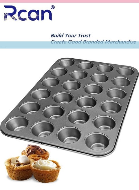 24 Cup Nonstick Muffin Pan Mini Cupcake Pans Set Muffin Tins for Baking Carbon Steel Bakeware Individual Cupcake Baking Pan Black