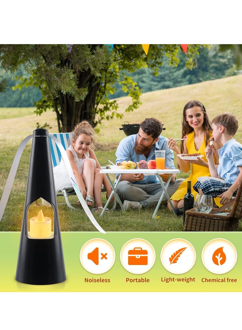 SYOSI Fly Fans for Tables Fans for Outdoor Table and Tabletop Fans with LED Tea Lights for Decorations Lightweight Odor Free Fly Repellent Fan Keep Flies Away from Your Food Enjoy Outdoor Meal Black - Image 1