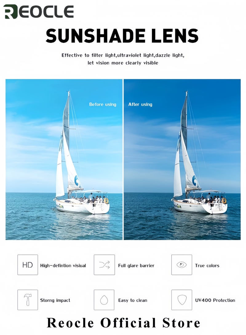 REOCLE Luxury Gradient Lens Sunglasses HD Polarized Italian Style Square Metal Frame Glasses UV Protection Vacation Fishing Glasses for Men and Women for Outdoor Use - Image 3