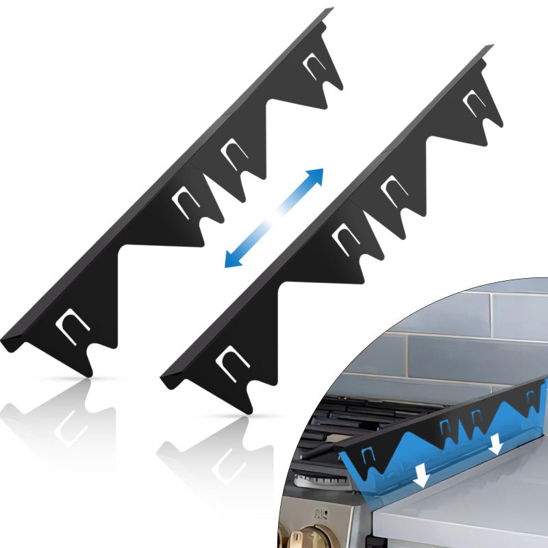 Stainless Steel Stove Gap Covers 2 Pack Stove Gap Filler Stove Counter Gap Guards for Kitchen Range Trim Kit Easy Clean with Heat Resistant Adjustable Length 138 to 276 Width 079