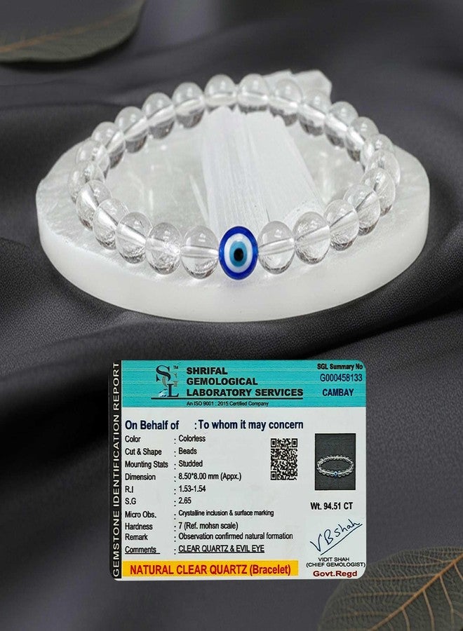 SOLAVA Clear Quartz Bracelet Original Certified with Selenite Plate | Sphatik Crystal Quartz Stone Bracelet for Men & Women | Energy Cleansing, Focus & Healing - Image 3
