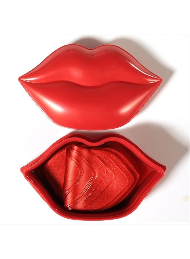 APTKOSSB4OSGN VEZE Lip Masks, Collagen Lip Mask 20 Pcs, Lip Mask for Dry Lips, Lip Masks Skincare, Crystal Lip Pads for Moisturizing, Anti-Wrinkle, Anti-Aging, Firms and Hydrates Lips Red  - Image 1