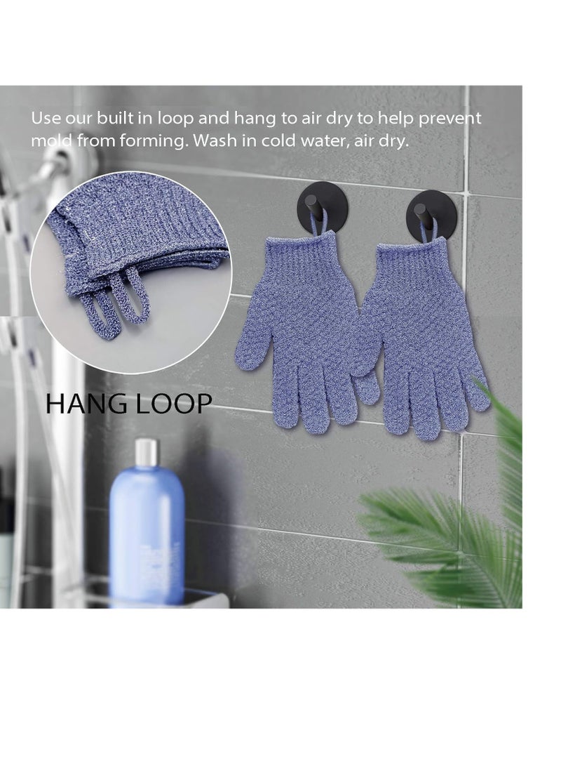 Evridwear Evridwear Exfoliating Dual Texture Bath Gloves for Shower, Spa, Massage and Body Scrubs, Dead Skin Cell Remover, Gloves with Hanging Loop (1 Pair Heavy Glove)  - Image 3