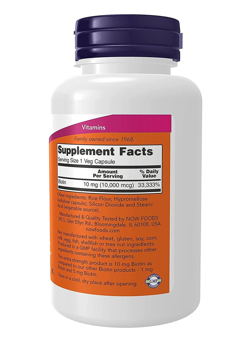 now Biotin Extra Strength 10 Mg 10 000 Mcg 120 Vegetable Capsules - Image 3
