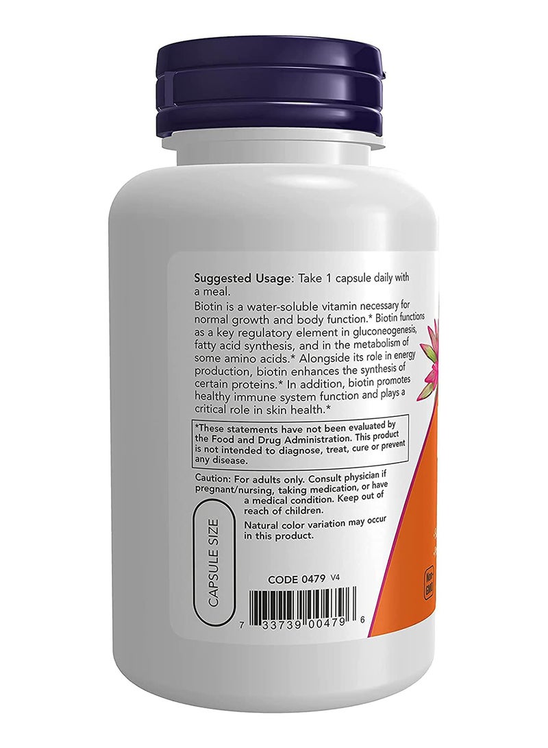 now Biotin Extra Strength 10 Mg 10 000 Mcg 120 Vegetable Capsules - Image 2